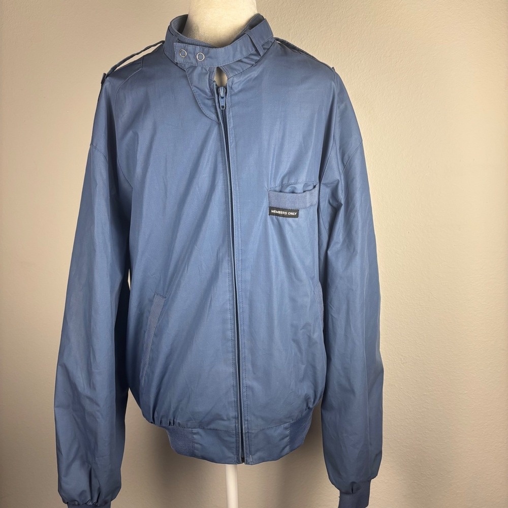 Vintage 80s Members Only Blue Racer Bomber Jacket Men 42 Large Lightweight snap